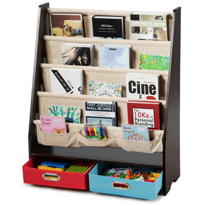 Kids Book and Toys Organizer Shelves-Brown