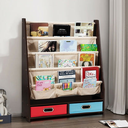 Kids Book and Toys Organizer Shelves-Brown
