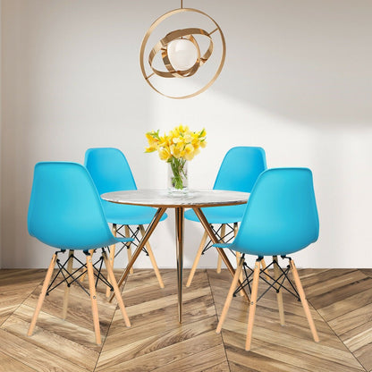 Set of 4 Modern Dining Side Chair Wood Legs-Black