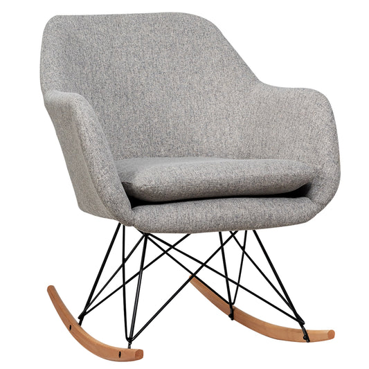 Accent Upholstered Fabric Rocking Armchair-Gray