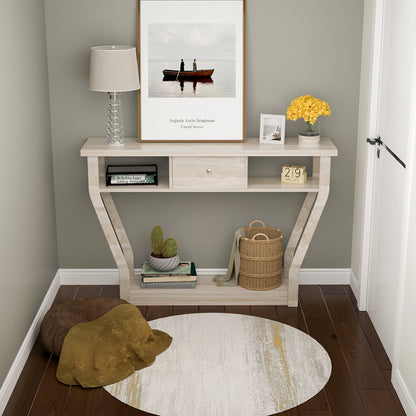 Modern Sofa Accent Table with Drawer-Gray