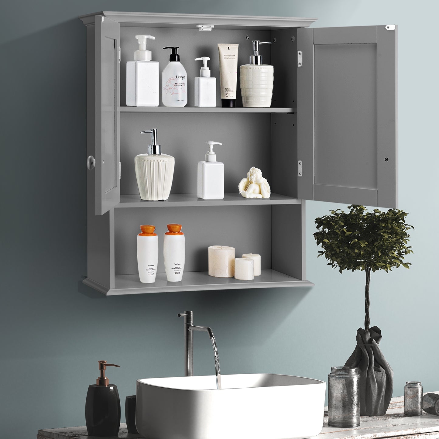 Wall Mount Bathroom Storage Cabinet-Dark Gray