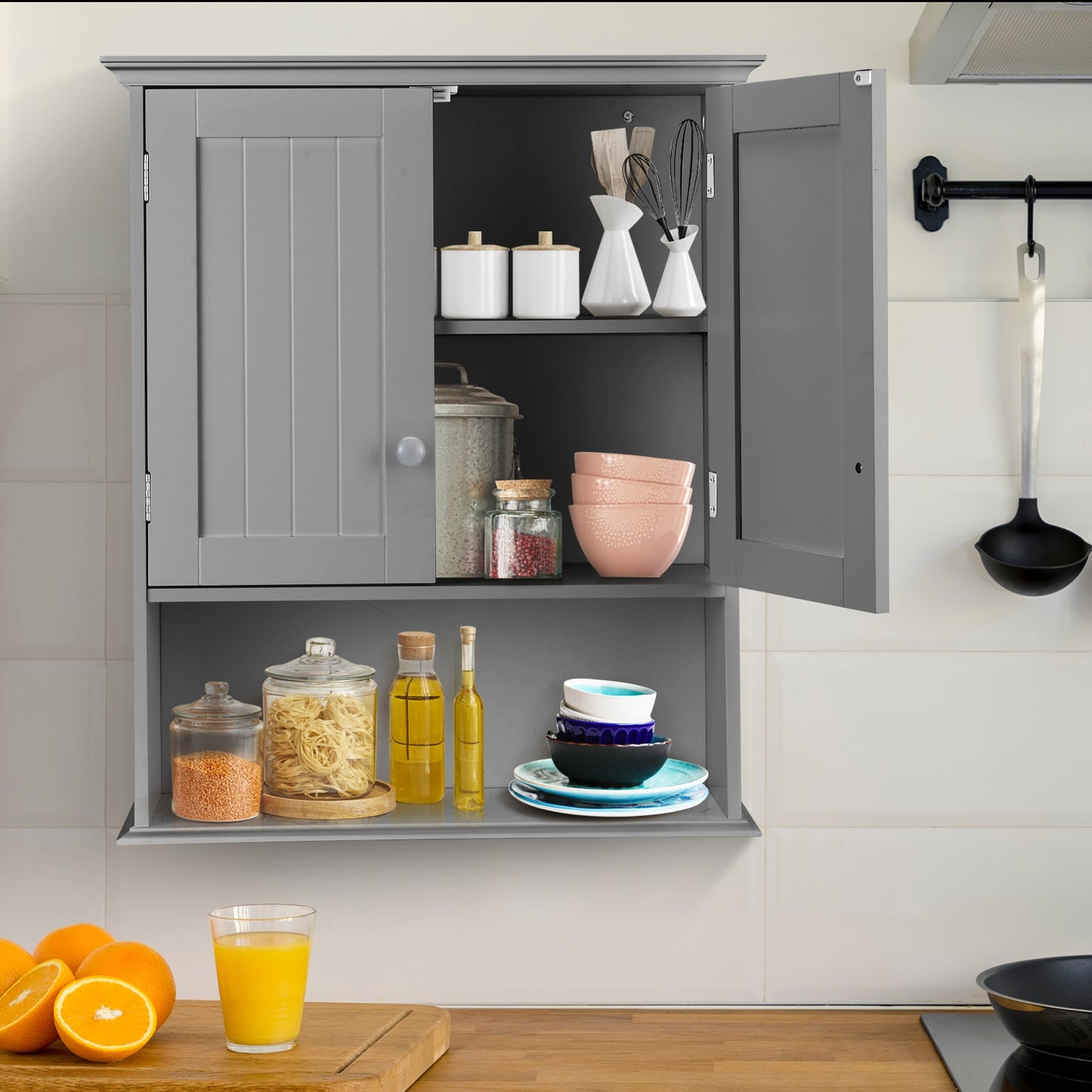 Wall Mount Bathroom Storage Cabinet-Dark Gray