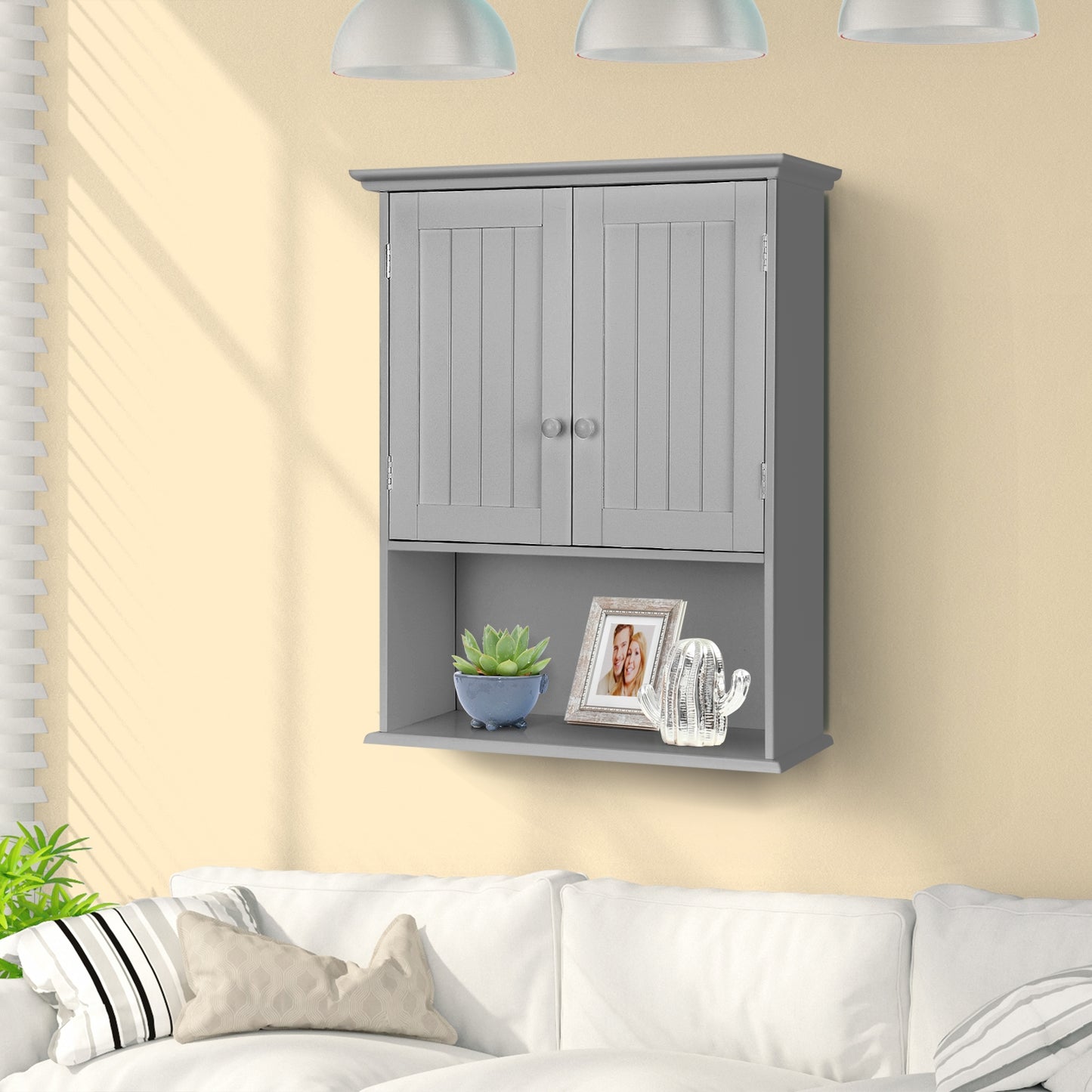 Wall Mount Bathroom Storage Cabinet-Dark Gray