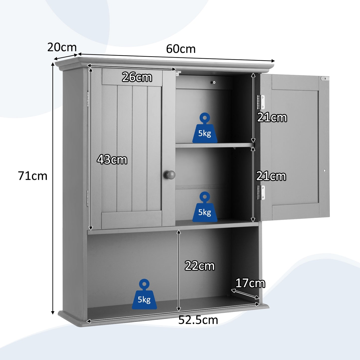 Wall Mount Bathroom Storage Cabinet-Dark Gray