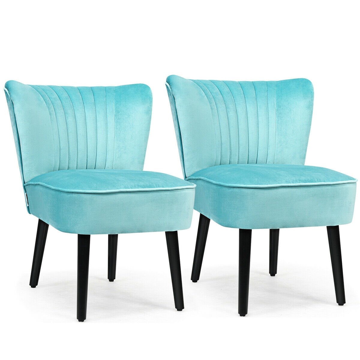 Set of 2 Armless Upholstered Leisure Accent Chair-Brown