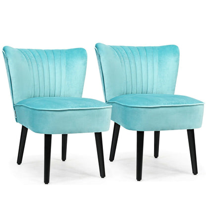 Set of 2 Armless Upholstered Leisure Accent Chair-Brown