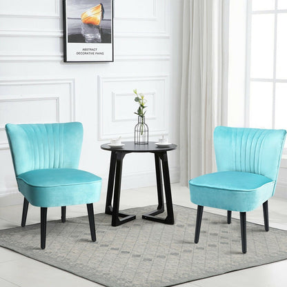 Set of 2 Armless Upholstered Leisure Accent Chair-Brown