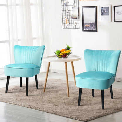 Set of 2 Armless Upholstered Leisure Accent Chair-Brown