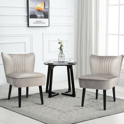Set of 2 Armless Upholstered Leisure Accent Chair-Brown