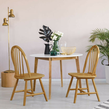 Set of 2 Vintage Windsor Wood Chair with Spindle Back for Dining Room-Black
