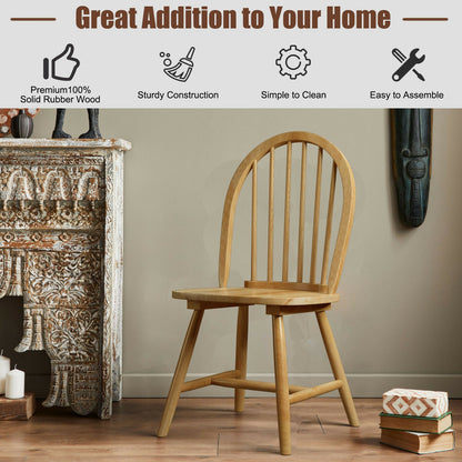 Set of 2 Vintage Windsor Wood Chair with Spindle Back for Dining Room-Black