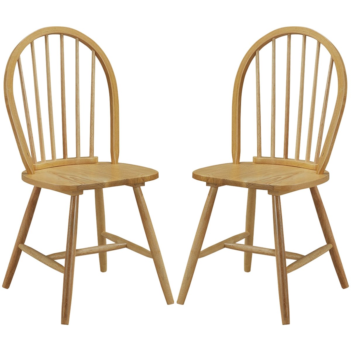 Set of 2 Vintage Windsor Wood Chair with Spindle Back for Dining Room-Black