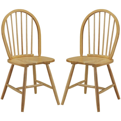 Set of 2 Vintage Windsor Wood Chair with Spindle Back for Dining Room-Black