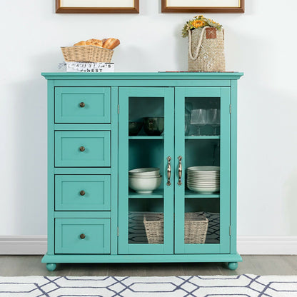 Buffet Sideboard Table Kitchen Storage Cabinet with Drawers and Doors-Blue