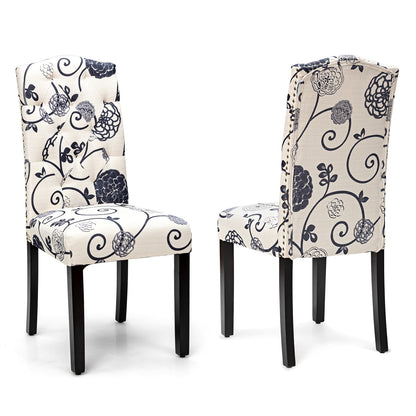 Set of 2 Tufted Upholstered Dining Chairs-Beige
