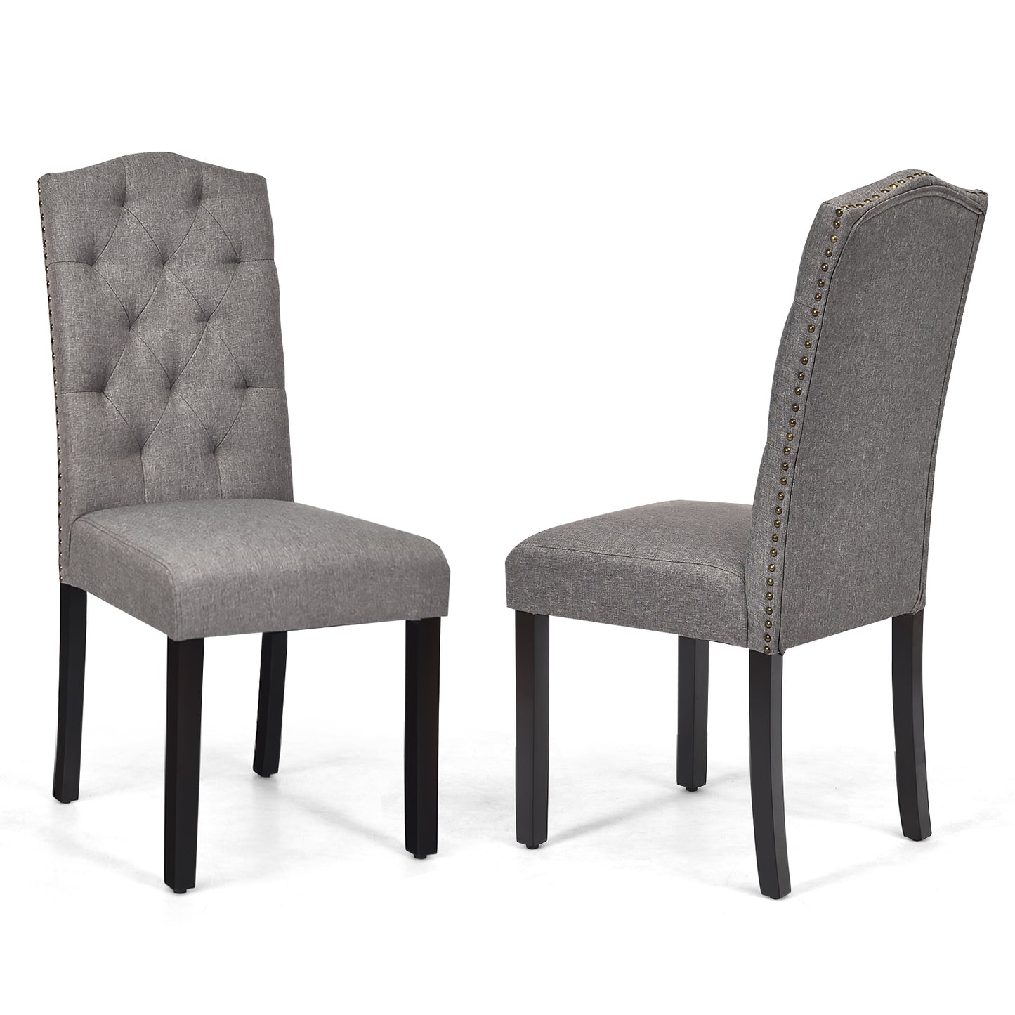 Set of 2 Tufted Upholstered Dining Chairs-Beige