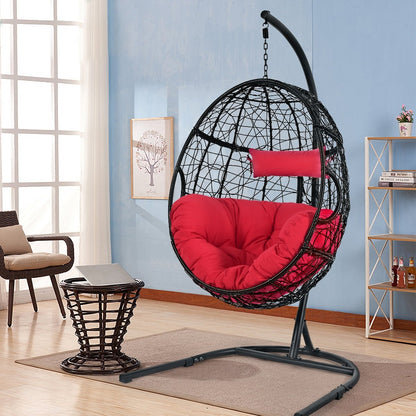Hanging Cushioned Hammock Chair with Stand-Blue