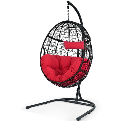 Hanging Cushioned Hammock Chair with Stand-Blue