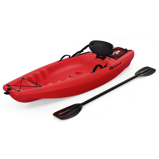 6 Feet Youth Kids Kayak with Bonus Paddle and Folding Backrest for Kid Over 5-Red