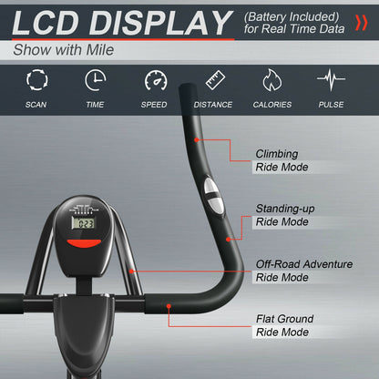 30Lbs Fixed Training Bicycle with Monitor for Gym and Home