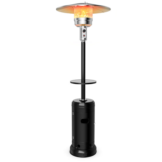 Outdoor Heater Propane Standing LP Gas Steel with Table & Wheels-Black