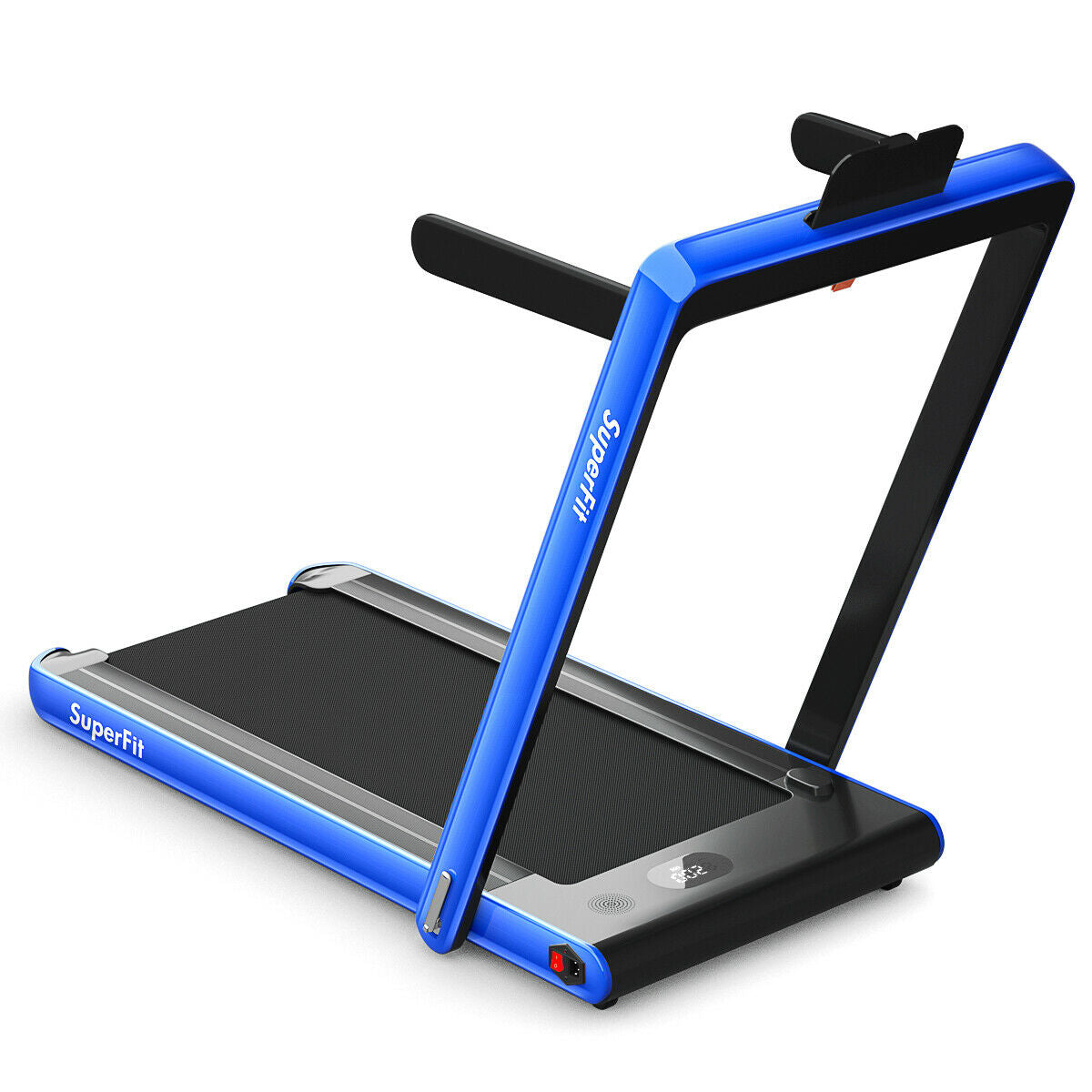 2-in-1 Electric Motorized Health and Fitness Folding Treadmill with Dual Display-Blue