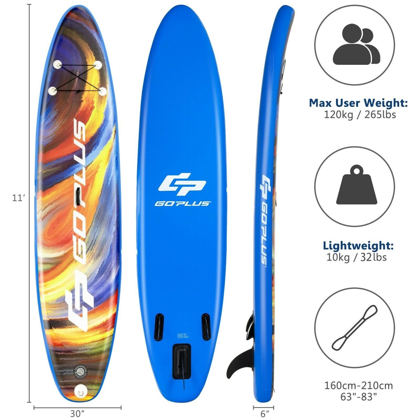 Inflatable Stand Up Paddle Board with Backpack Aluminum Paddle Pump-L size