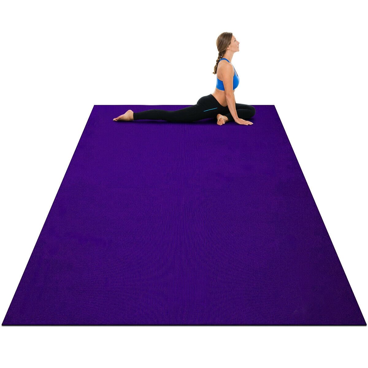 Large Yoga Mat 6' x 4' x 8 mm Thick Workout Mats-Black