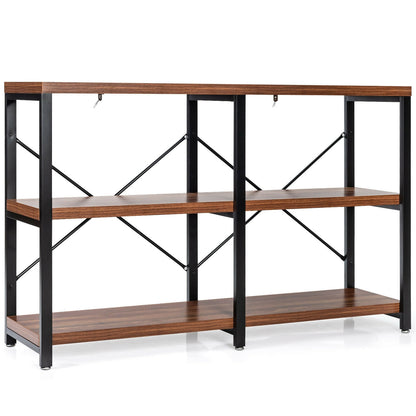 3 Tier 47 Inch Console Metal Frame Sofa Table-Natural
