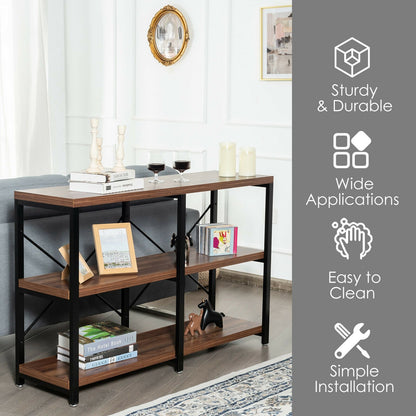 3 Tier 47 Inch Console Metal Frame Sofa Table-Natural