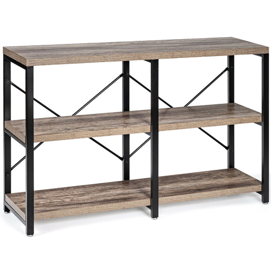 3 Tier 47 Inch Console Metal Frame Sofa Table-Natural