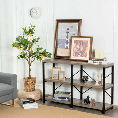 3 Tier 47 Inch Console Metal Frame Sofa Table-Natural