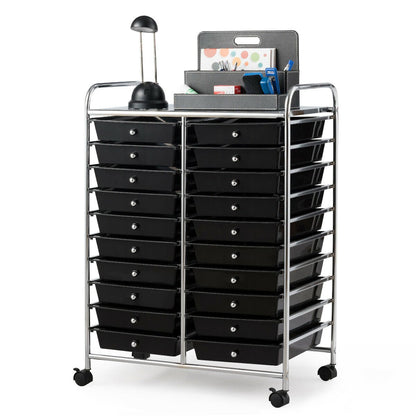20 Drawers Rolling Storage Cart Studio Organizer-Beige