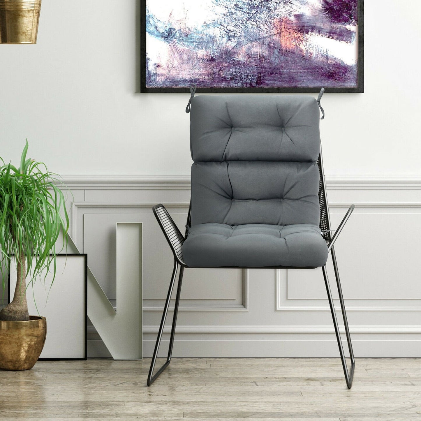 22 x 44 Inch Tufted Outdoor Patio Chair Seating Pad-Beige