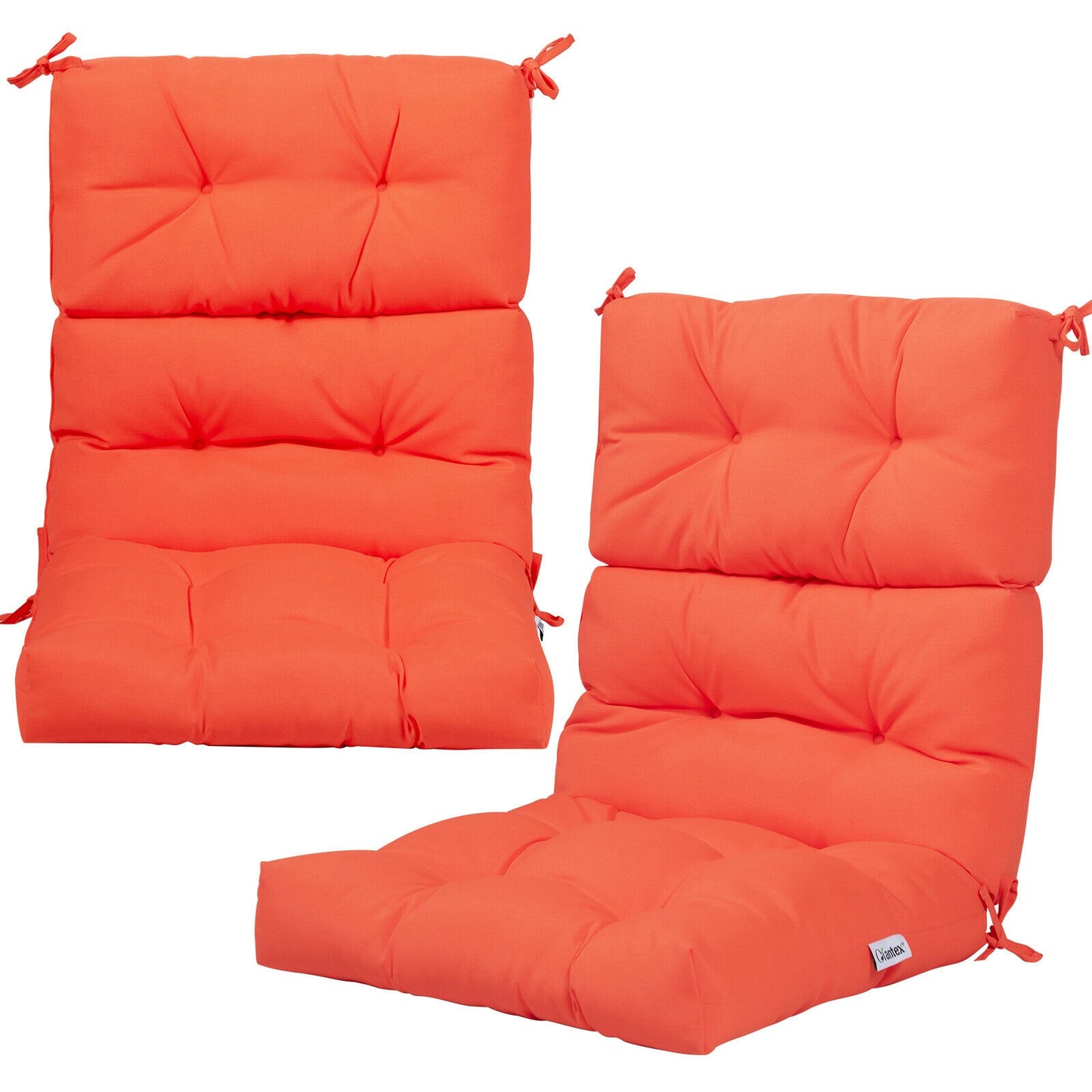 22 x 44 Inch Tufted Outdoor Patio Chair Seating Pad-Orange