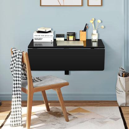 Space Saver Folding Wall-Mounted Drop-Leaf Table-Black