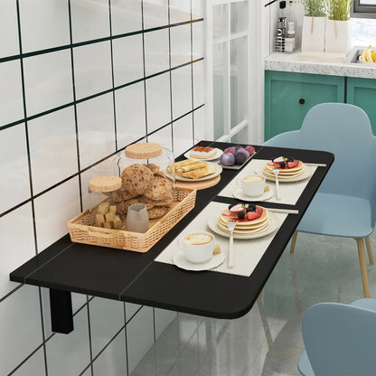 Space Saver Folding Wall-Mounted Drop-Leaf Table-Black