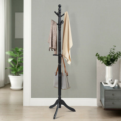 Adjustable Free Standing Wooden Coat Rack-Black