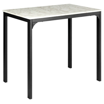 3 Pieces Counter Height Dining Set Faux Marble Table-Black