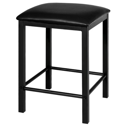3 Pieces Counter Height Dining Set Faux Marble Table-Black