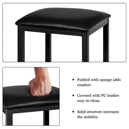 3 Pieces Counter Height Dining Set Faux Marble Table-Black