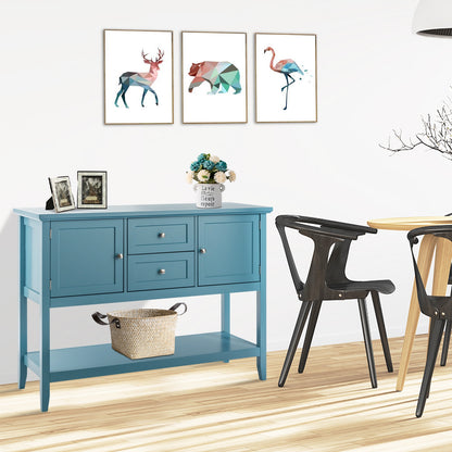 Wooden Sideboard Buffet Console Table  with Drawers and Storage-Beige