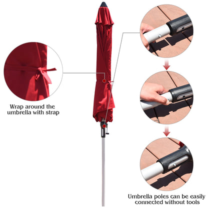 9 Feet Patio Outdoor Market Umbrella with Aluminum Pole without Weight Base-Burgundy