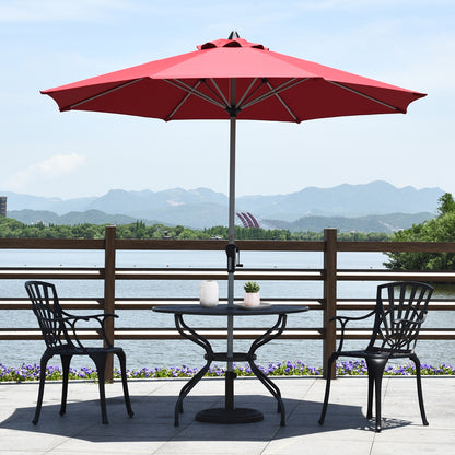 9 Feet Patio Outdoor Market Umbrella with Aluminum Pole without Weight Base-Burgundy