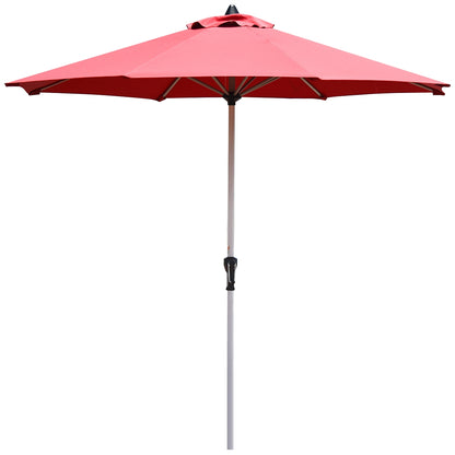 9 Feet Patio Outdoor Market Umbrella with Aluminum Pole without Weight Base-Burgundy