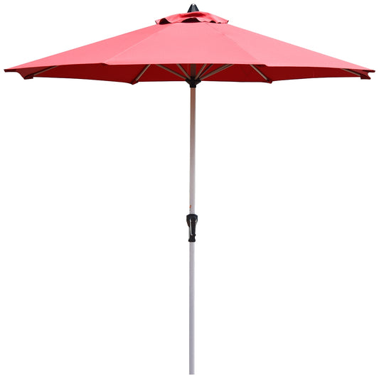9 Feet Patio Outdoor Market Umbrella with Aluminum Pole without Weight Base-Burgundy