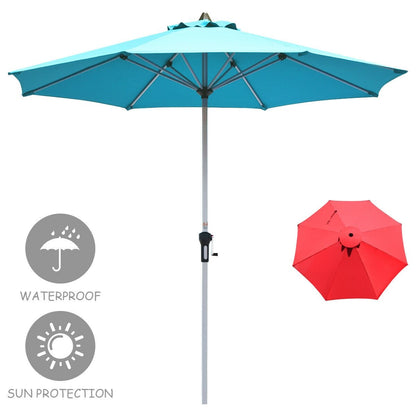 9 Feet Patio Outdoor Market Umbrella with Aluminum Pole without Weight Base-Beige
