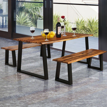 Solid Acacia Wood Patio Bench Dining Bench Seating Bench