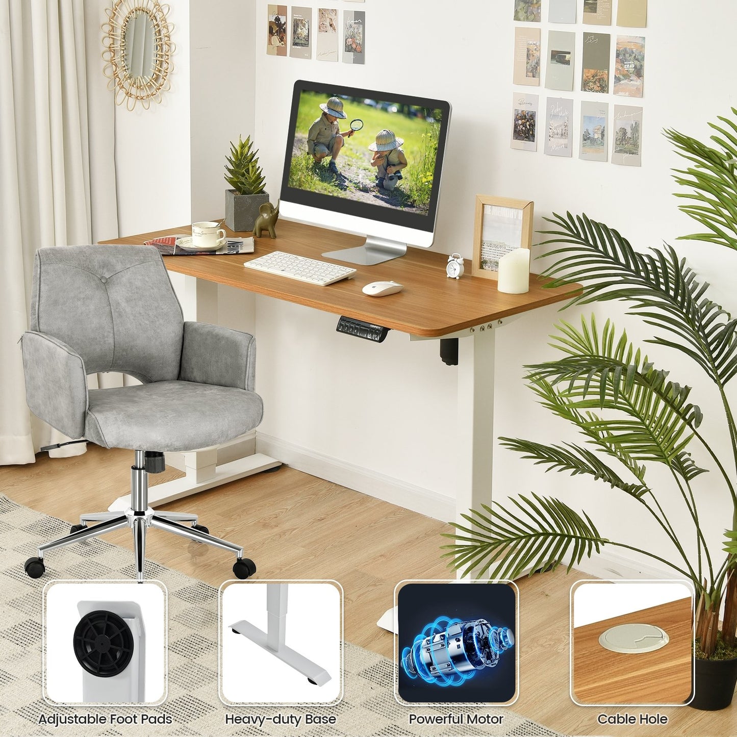 Electric Height Adjustable Standing Desk with Memory Controller-Black